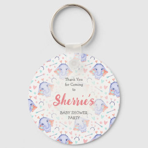 Aangepaste naam Olifant Thema Baby shower Sleutelhanger