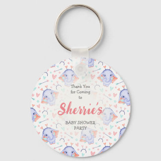 Aangepaste naam Olifant Thema Baby shower Sleutelhanger