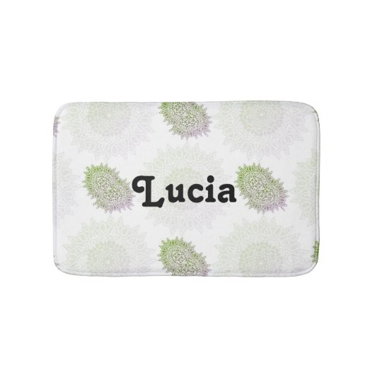 Aangepaste naam ombre mandala op wit badmat (Voorkant)