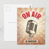 Aangepaste naam "On Air"-microfoonmicrofoon briefk Briefkaart (Voorkant / Achterkant)