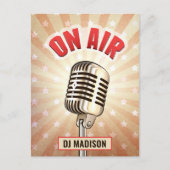Aangepaste naam "On Air"-microfoonmicrofoon briefk Briefkaart (Voorkant)