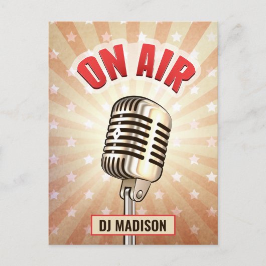 Aangepaste naam "On Air"-microfoonmicrofoon briefk Briefkaart (Voorkant)