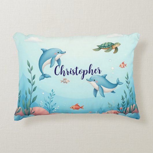 Aangepaste naam onder het Zee Accent Kussen (Voorkant)