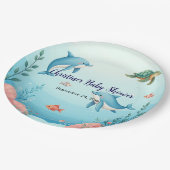 Aangepaste naam onder het Zee Baby shower Papieren Bordje (Gekanteld)