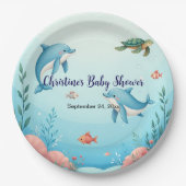 Aangepaste naam onder het Zee Baby shower Papieren Bordje (Voorkant)