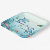 Aangepaste naam onder het Zee Baby shower Papieren Bordje (Gebogen)
