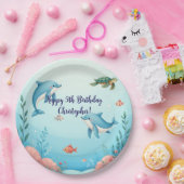 Aangepaste naam onder het Zee verjaardagsfeest Papieren Bordje (Feest)
