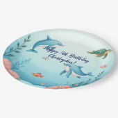 Aangepaste naam onder het Zee verjaardagsfeest Papieren Bordje (Gekanteld)