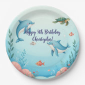 Aangepaste naam onder het Zee verjaardagsfeest Papieren Bordje (Voorkant)