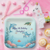 Aangepaste naam onder het Zee verjaardagsfeest Papieren Bordje (Feest)