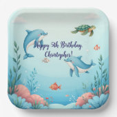 Aangepaste naam onder het Zee verjaardagsfeest Papieren Bordje (Voorkant)