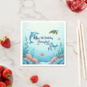 Aangepaste naam onder het Zee verjaardagsfeest Servet (Insitu)