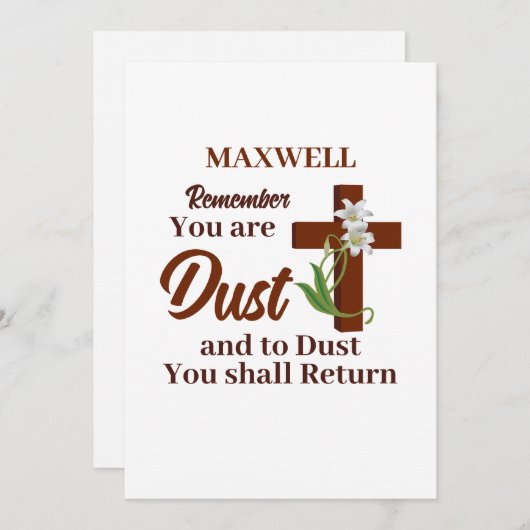 Aangepaste naam Onthoud dat je stof bent | Aswoens Feestdagenkaart (Voorkant / Achterkant)