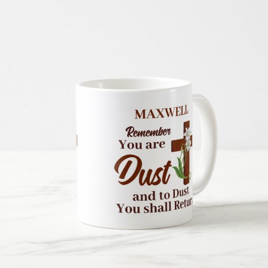 Aangepaste naam Onthoud dat je stof bent | Aswoens Koffiemok (Voorkant rechts)