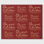 Aangepaste naam |Onze eerste Kerstmis als mama en  Cadeaupapier (Vlak)