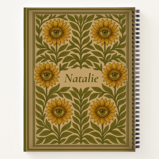 Aangepaste Naam Oog Zonnebloem Bloemen Notitieboe Notitieboek (Achterkant)