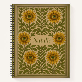 Aangepaste Naam Oog Zonnebloem Bloemen Notitieboe Notitieboek
