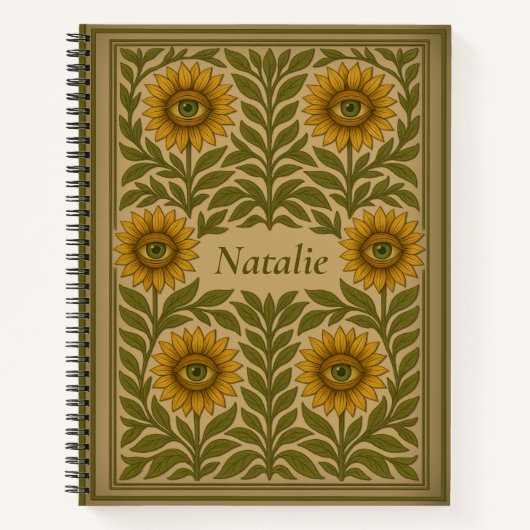 Aangepaste Naam  Oog Zonnebloem Bloemen Notitieboe Notitieboek (Voorkant)