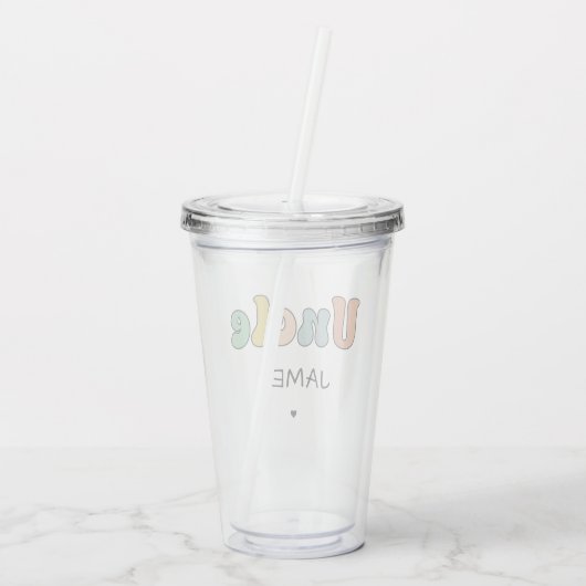 Aangepaste naam Oom Retro Cadeft | Oom gepersonali Acryl Drinkbeker (Achterkant)