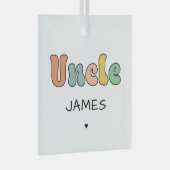 Aangepaste naam Oom Retro Cadeft | Oom gepersonali Glas Ornament (Voorkant Rechts)