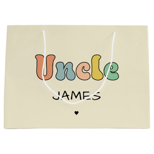 Aangepaste naam Oom Retro Cadeft | Oom gepersonali Groot Cadeauzakje (Voorkant)