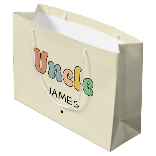 Aangepaste naam Oom Retro Cadeft | Oom gepersonali Groot Cadeauzakje (Achterkant Gekanteld)