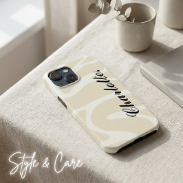 Aangepaste naam op beige crème eenvoudige organisc Case-Mate iPhone case