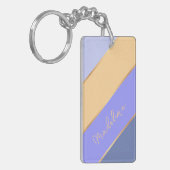 Aangepaste naam op Blauw Paars Lavendel Zonnig Gee Sleutelhanger (Voorkant Links)