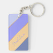 Aangepaste naam op Blauw Paars Lavendel Zonnig Gee Sleutelhanger (achterkant)