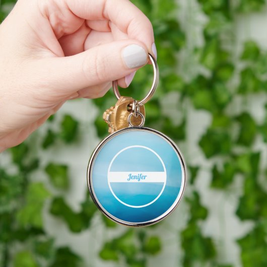 Aangepaste naam op blauwe verloop sleutelhanger (Hand)