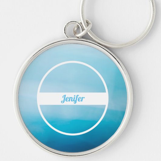 Aangepaste naam op blauwe verloop sleutelhanger (Voorkant)