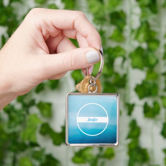 Aangepaste naam op blauwe verloop sleutelhanger (Hand)