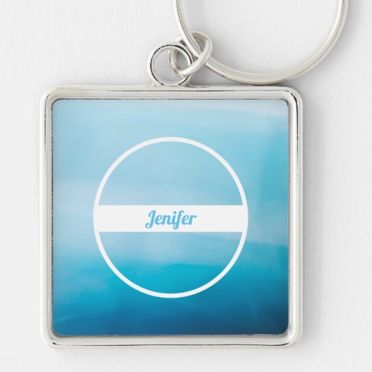 Aangepaste naam op blauwe verloop sleutelhanger (Voorkant)