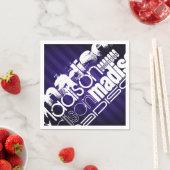 Aangepaste naam op Deep Violet Paarse Strepen Servetten (Insitu)