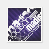Aangepaste naam op Deep Violet Paarse Strepen Servetten (Voorkant)
