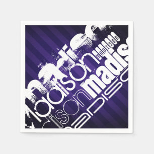 Aangepaste naam op Deep Violet Paarse Strepen Servetten
