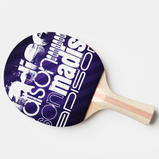 Aangepaste naam op Deep Violet Paarse Strepen Tafeltennisbatje (Zijkant)