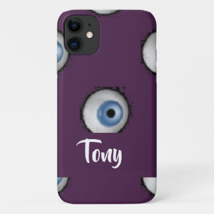 Aangepaste naam op grote ogen van paars Case-Mate iPhone case
