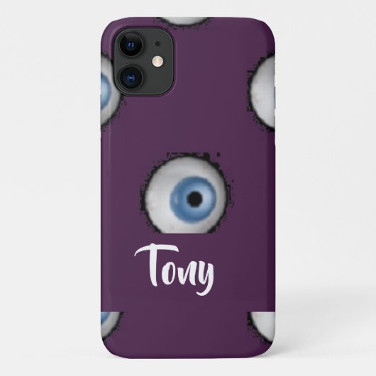Aangepaste naam op grote ogen van paars Case-Mate iPhone case (Achterkant)