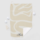 Aangepaste naam op moderne beige crème organisch p golfhanddoek (Insitu)