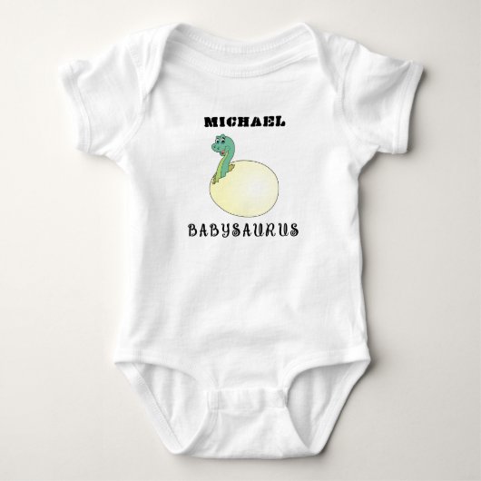 Aangepaste naam op Mooie Baby Dinosaurus romper (Voorkant)