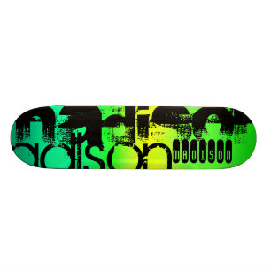 Aangepaste naam op Neon Aqua Green en Yellow Persoonlijk Skateboard