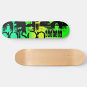 Aangepaste Naam op Neon Aqua Groen en Geel Persoonlijk Skateboard (Horizontaal)