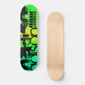 Aangepaste Naam op Neon Aqua Groen en Geel Persoonlijk Skateboard (Voorkant)