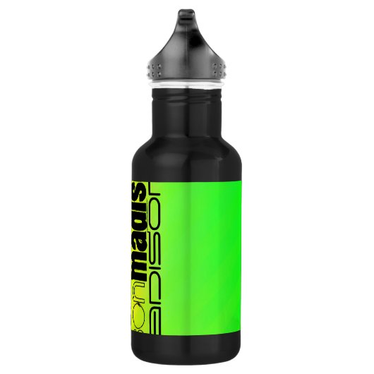 Aangepaste Naam op Neon Aqua Groen en Geel Waterfles (Rechts)