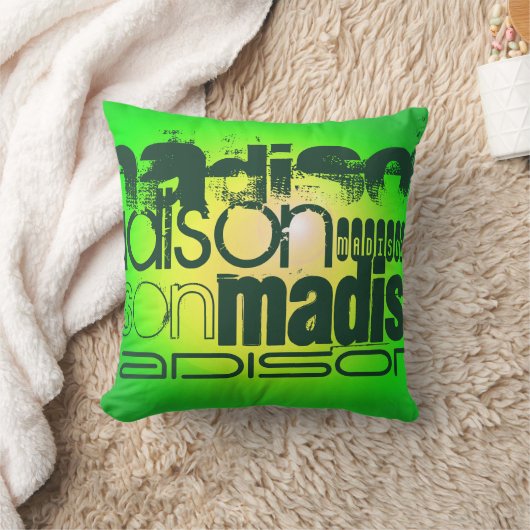 Aangepaste naam op Neon Yellow & Green Kussen (Deken)