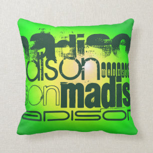 Aangepaste naam op Neon Yellow & Green Kussen