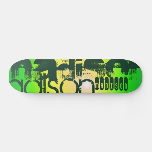 Aangepaste naam op Neon Yellow & Green Skateboard (Horizontaal)