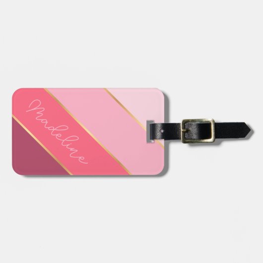 Aangepaste naam op  Roos met lege strepen Bagagelabel (Voorkant horizontaal)