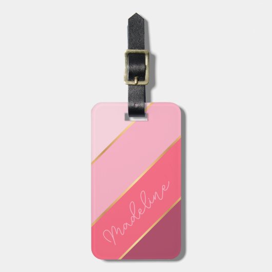 Aangepaste naam op  Roos met lege strepen Bagagelabel (Voorkant verticaal)